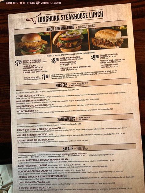 the longhorn restaurant menu